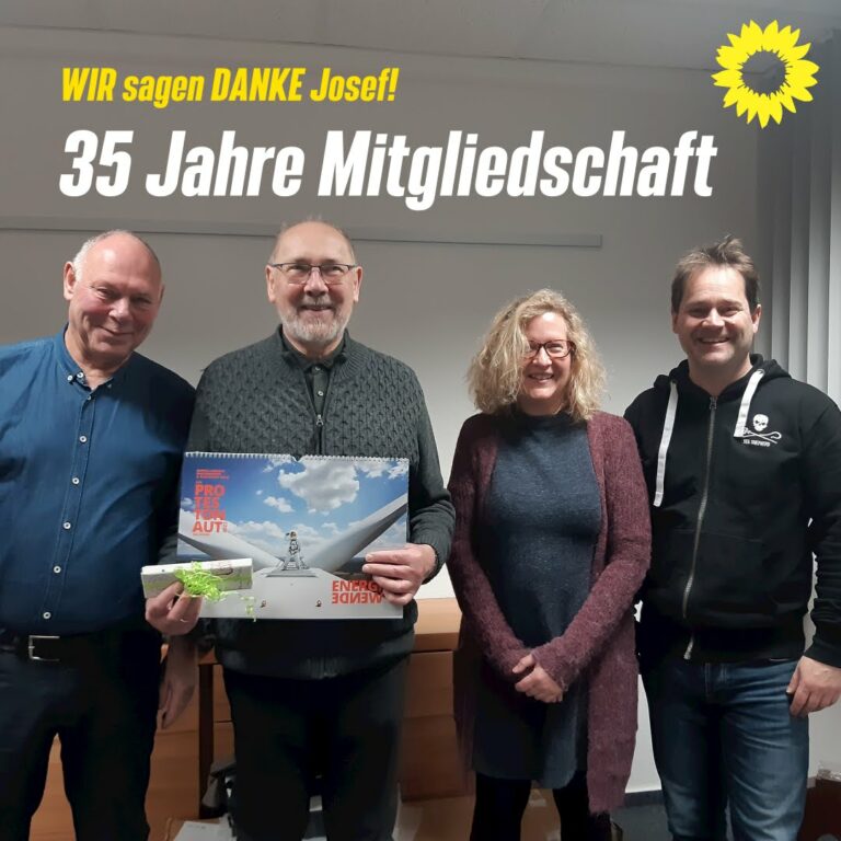 Grüne ehren 35 Jahre Mitgliedschaft Josef Hugenberg